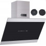 Kaiser AT 8435 wall hood, head-free extractor hood, 80 cm, black glass, stainless steel, 1250 m³/h