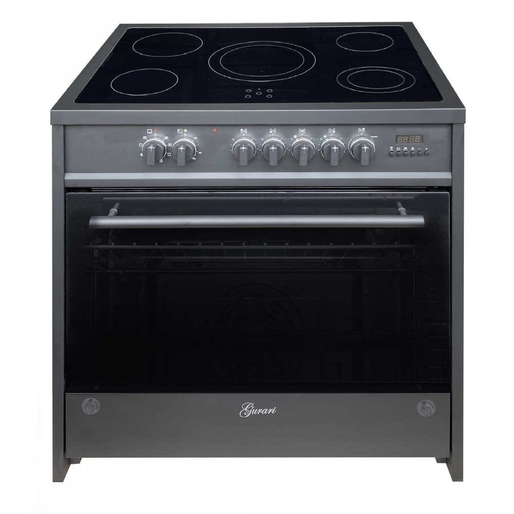 Fornello elettrico GURARI GCH E 912 BL, fornello elettrico 90 cm/ nero/  piano cottura/ 121L/ acciaio inox/ 8 funzioni/ aria calda/ grill/ 5 zone  Hi-Light/ zona doppio circuito/ indicatore di calore residuo/