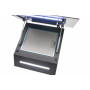 The Kaiser AT 6402 ECO is a modern head-free range hood in black and black-grey glass.