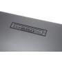 The Kaiser AT 6402 ECO is a modern head-free range hood in black and black-grey glass.