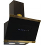 Kaiser headroom hood AT 6445 AD /3, retro extractor hood 60cm /black glass, metal strips •Antique Gold•, 1250 m³/h