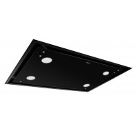 KAUFMANN ceiling hood Tegmento 90 BL, extractor hood 90 cm, 850m³/ h/ black glass/ exhaust air